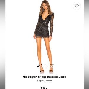 COPY - Superdown: Nia Sequin Fringe Dress in Black. Size M. Worn once. Great co…